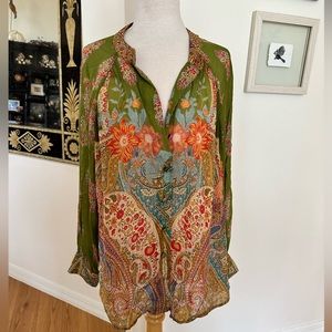 Chiffon Button Down Soft Surroundings Top - Size XL